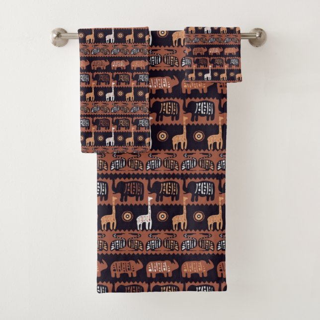 Themed African Tribal Animal pattern towel set (Insitu)