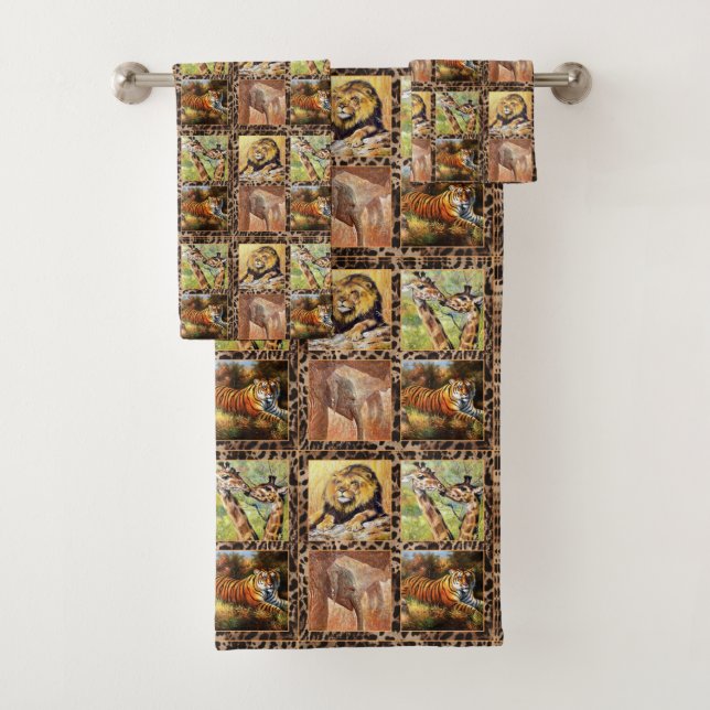 Themed African Tribal Animal pattern towel set (Insitu)