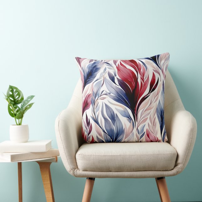 Themed Blue and Burgundy Throw Pillows (Chair)