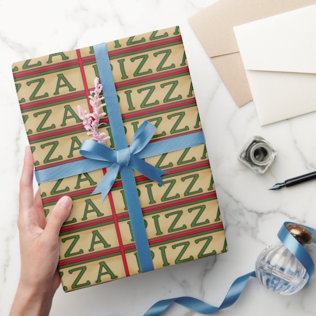 Themed pizza word art wrapping paper (Gifting)