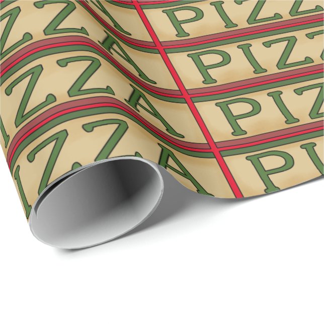 Themed pizza word art wrapping paper (Roll Corner)
