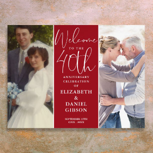 Then And Now 2 Photo 40th Anniversary Welcome Sign