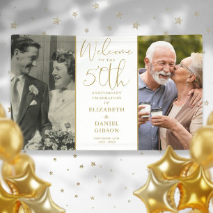 Then And Now 2 Photo 50th Anniversary Welcome Banner