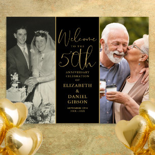 Then And Now 2 Photo 50th Anniversary Welcome Sign