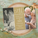 Then And Now 2 Photo 50th Wedding Anniversary Invitation<br><div class="desc">An elegant 50th wedding anniversary invitation,  featuring 2 special photos and stylish typography on a gold background. Designed by Thisisnotme©</div>