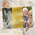 Then And Now 2 Photo 50th Wedding Anniversary Invitation<br><div class="desc">An elegant 50th wedding anniversary invitation featuring two special photos and stylish typography on a gold foil effect background. Designed by Thisisnotme©</div>
