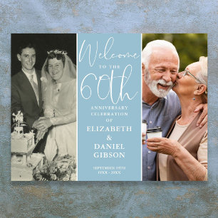 Then And Now 2 Photo 60th Anniversary Welcome Sign