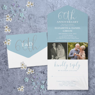 Then And Now 2 Photo 60th Wedding Anniversary All In One Invitation