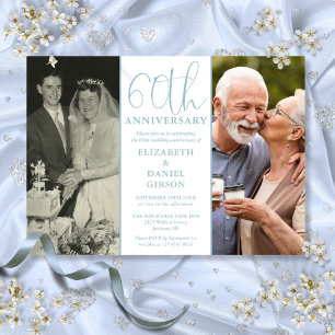Then And Now 2 Photo 60th Wedding Anniversary Invitation