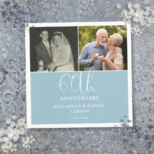 Then And Now 2 Photo 60th Wedding Anniversary Napkin