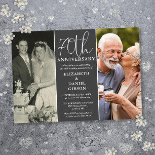 Then And Now 2 Photo 70th Wedding Anniversary Invitation