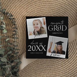 Then And Now   2 Photo Graduation Announcement