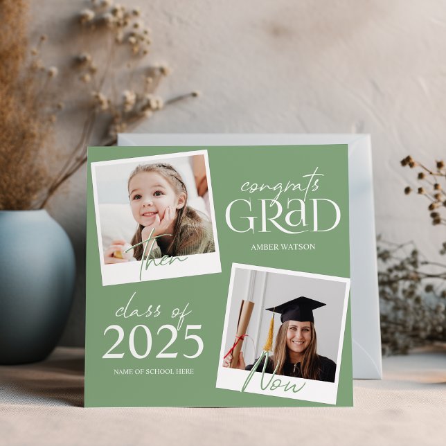 Then And Now | 2 Photo Graduation Announcement (Creator Uploaded)
