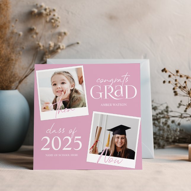 Then And Now | 2 Photo Graduation Announcement (Creator Uploaded)