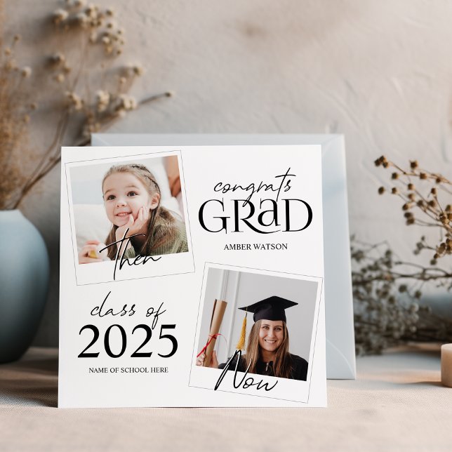 Then And Now | 2 Photo Graduation Announcement (Creator Uploaded)