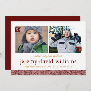 Then and Now 2 Photo Graduation Announcement