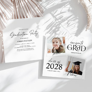 Then And Now   2 Photo Graduation Invitation