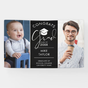 Then And Now 2 Photo Graduation Party Banner