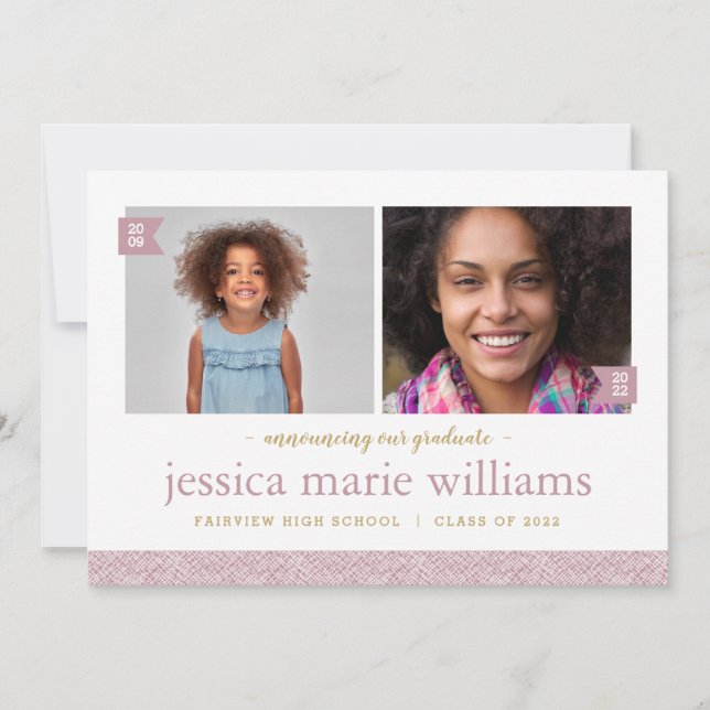 Then and Now 2 Photo Graduation Party Invitation (Front)