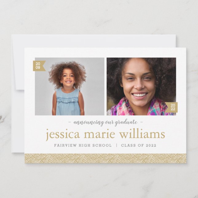 Then and Now 2 Photo Graduation Party Invitation (Front)