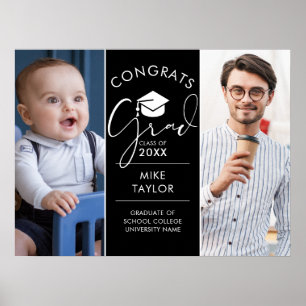 Then And Now 2 Photo Graduation Party Sign