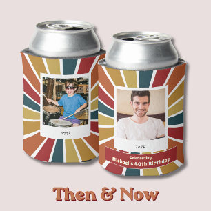 Then and Now 40th Birthday Photo Can Cooler