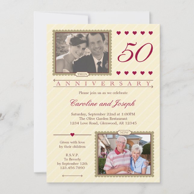 Then and Now 50th Wedding Anniversary Invitation (Front)