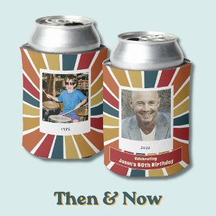 Then and Now 60th Birthday Photo Can Cooler