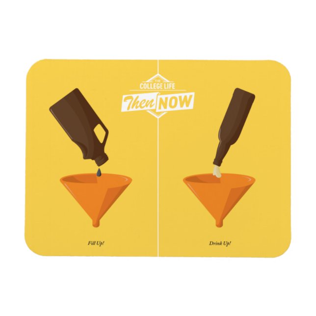 Then And Now: Beer Pong Magnet (Horizontal)