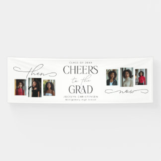 Then and Now Photo Collage Graduation Party Banner