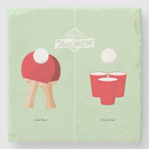 Then And Now: Ping Pong Stone Coaster