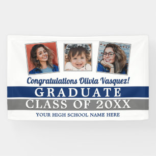 Then and Now School Colours Graduation Banner