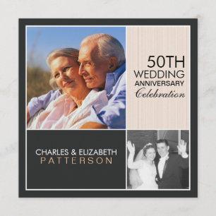 Then Now Modern Block Anniversary Party Invitation