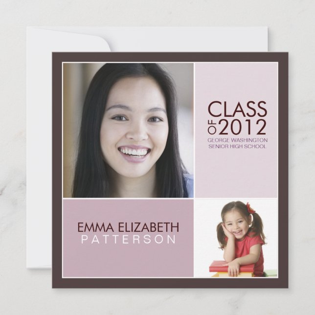 Then Now Modern Block Graduation Party Invitation (Front)