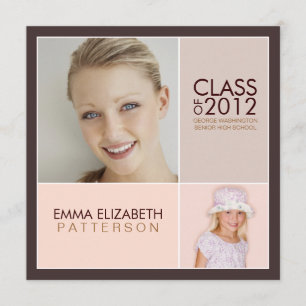 Then Now Modern Block Graduation Party Invitation