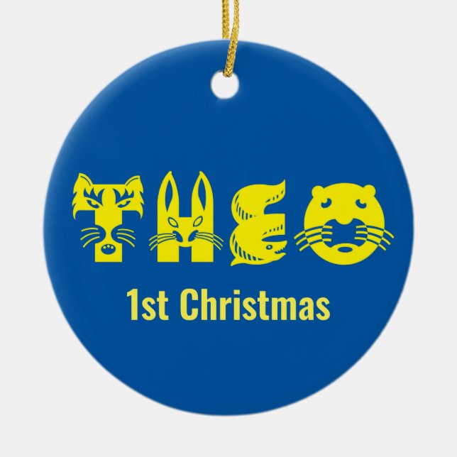 Theo First Christmas Ceramic Tree Decoration (Front)