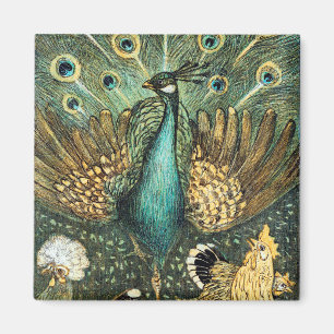 Theo Van Hoytema Vintage Peacock Open Wings Peafow Magnet