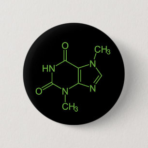 Theobromine Chocolate Molecule Chemical Diagram 6 Cm Round Badge