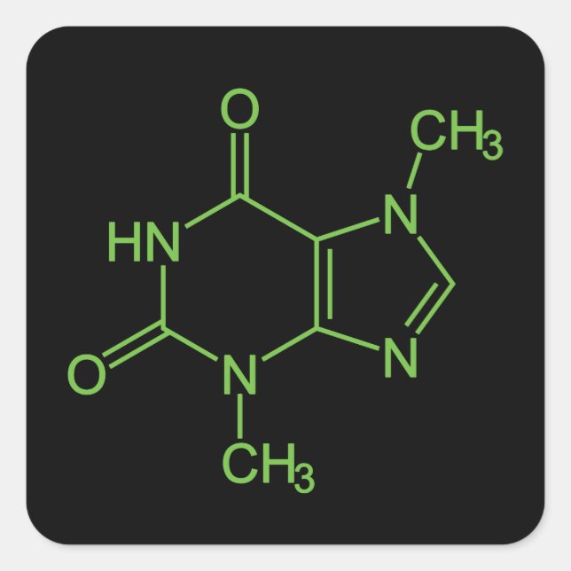 Theobromine Chocolate Molecule Chemical Diagram Square Sticker (Front)