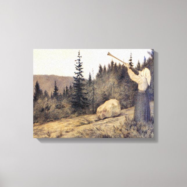 Theodor Kittelsen - Op Under Fjeldet Toner En Lur Canvas Print (Front)