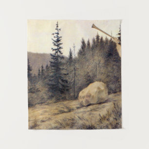 Theodor Kittelsen - Op Under Fjeldet Toner En Lur Tapestry
