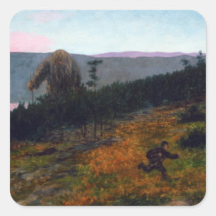 Theodor Kittelsen The Ash Lad and the Troll Square Sticker