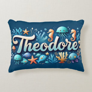 Theodore Name Ocean Theme Decorative Sea Life Cushion