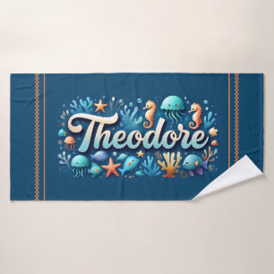 Theodore Personalised Ocean Jellyfish Underwater Bath Towel