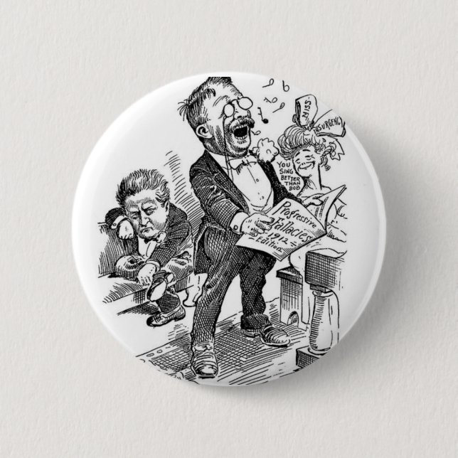 Theodore Roosevelt 1912 Political Cartoon 6 Cm Round Badge (Front)