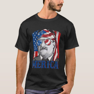 Theodore Roosevelt 4th Of July  Men Usa Flag Meric T-Shirt