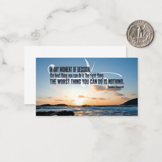 Theodore Roosevelt Inspirational Quote "Decision" Card (Front/Back In Situ)