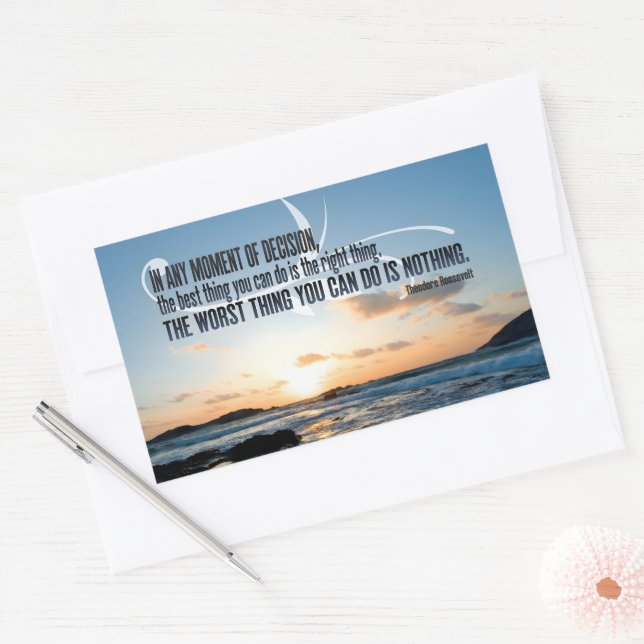 Theodore Roosevelt Inspirational Quote "Decision" Rectangular Sticker (Envelope)