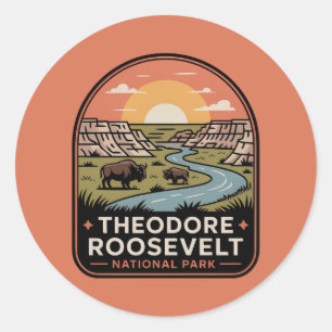 Theodore Roosevelt National Park Bison Badge Classic Round Sticker