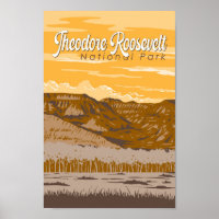 Theodore Roosevelt National Park Illustration Art